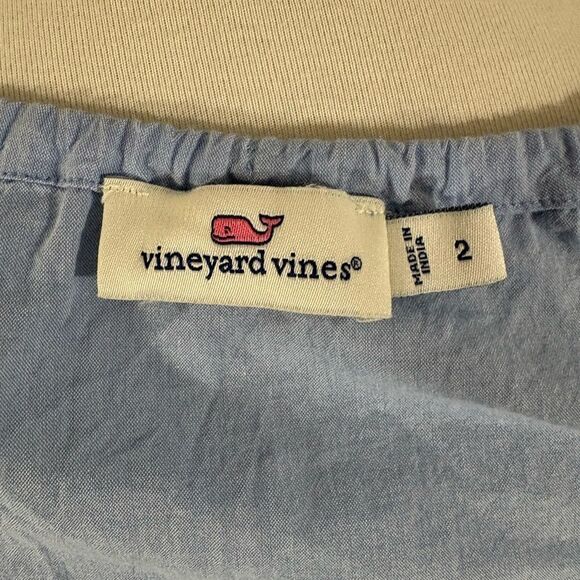 Vineyard Vines Chambray Tank Top with Shoulder Tassel Ties - Picture 5 of 6